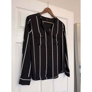 Mossimo | Black Blouse with White Stripes